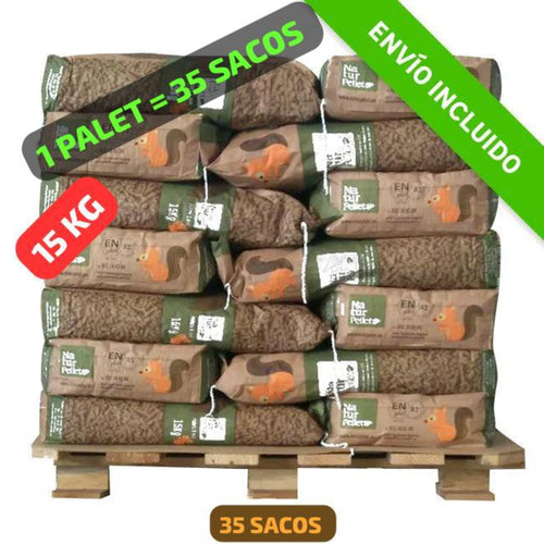 1 Palet de 35 sacos NATURPELLET de 15 kg certificados DIN ENplus A1